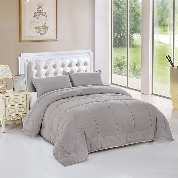 Unique Home Deluxe Comfy Goose Down Alternative Box Stitched Comforter Grey Twin,Queen,King