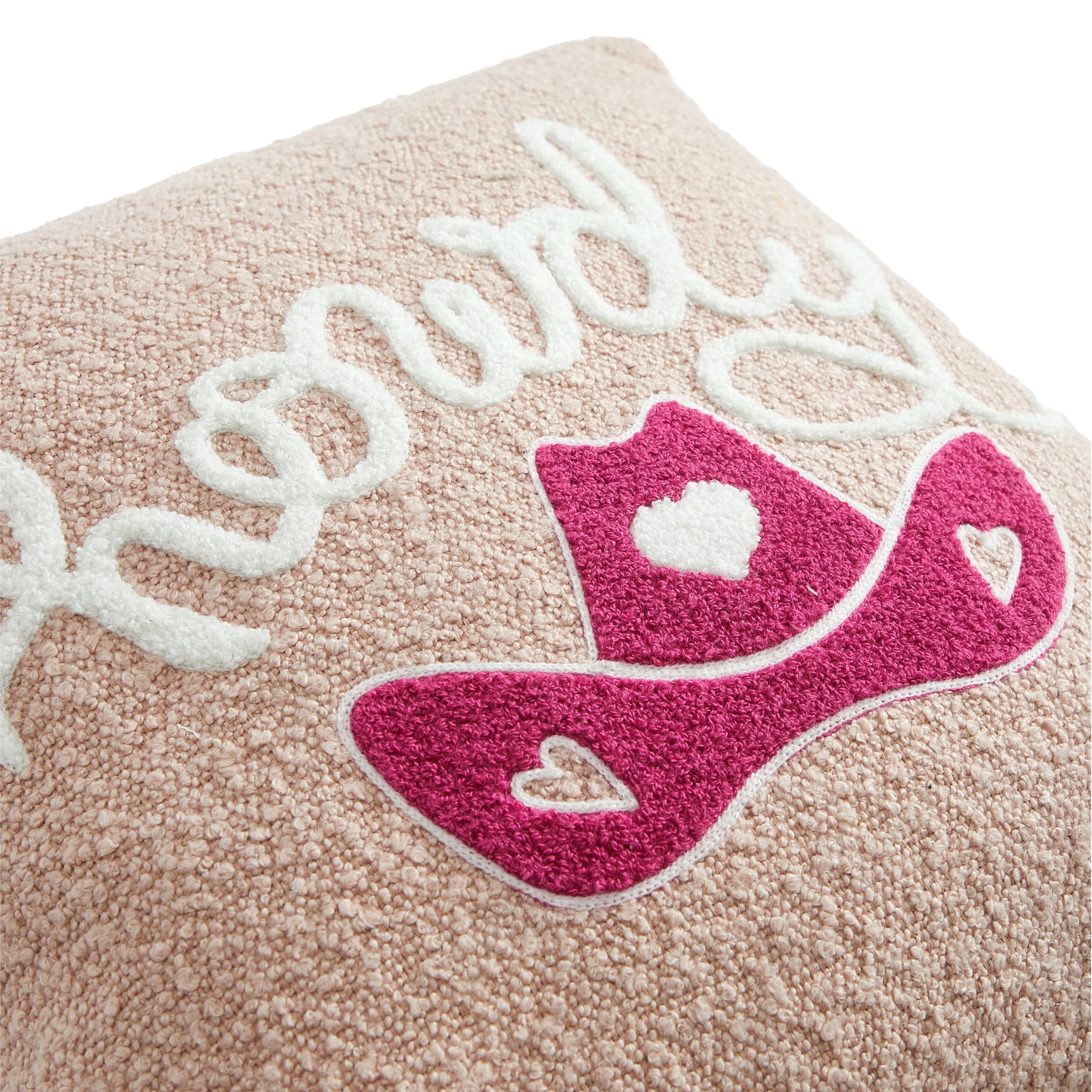 Mainstays 'Howdy' Pink Tasseled Decorative Pillow, 16.5" L x 16" W