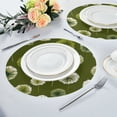 thumbnail image 4 of 15.4" Round Placemat Set of 1 Polyester Fabric Place Mats Non-Slip Dining Kitchen Table Mats for Kitchen Party Decor Green Dandelions Pattern, 4 of 5
