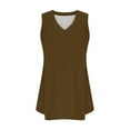 thumbnail image 6 of Back to School Savings! Ahuyic Womens Tank Tops Summer Pleated Tank Tops for Women 2024 Loose Fit V Neck Sleeveless Tops Flowy Brown XL, 6 of 8