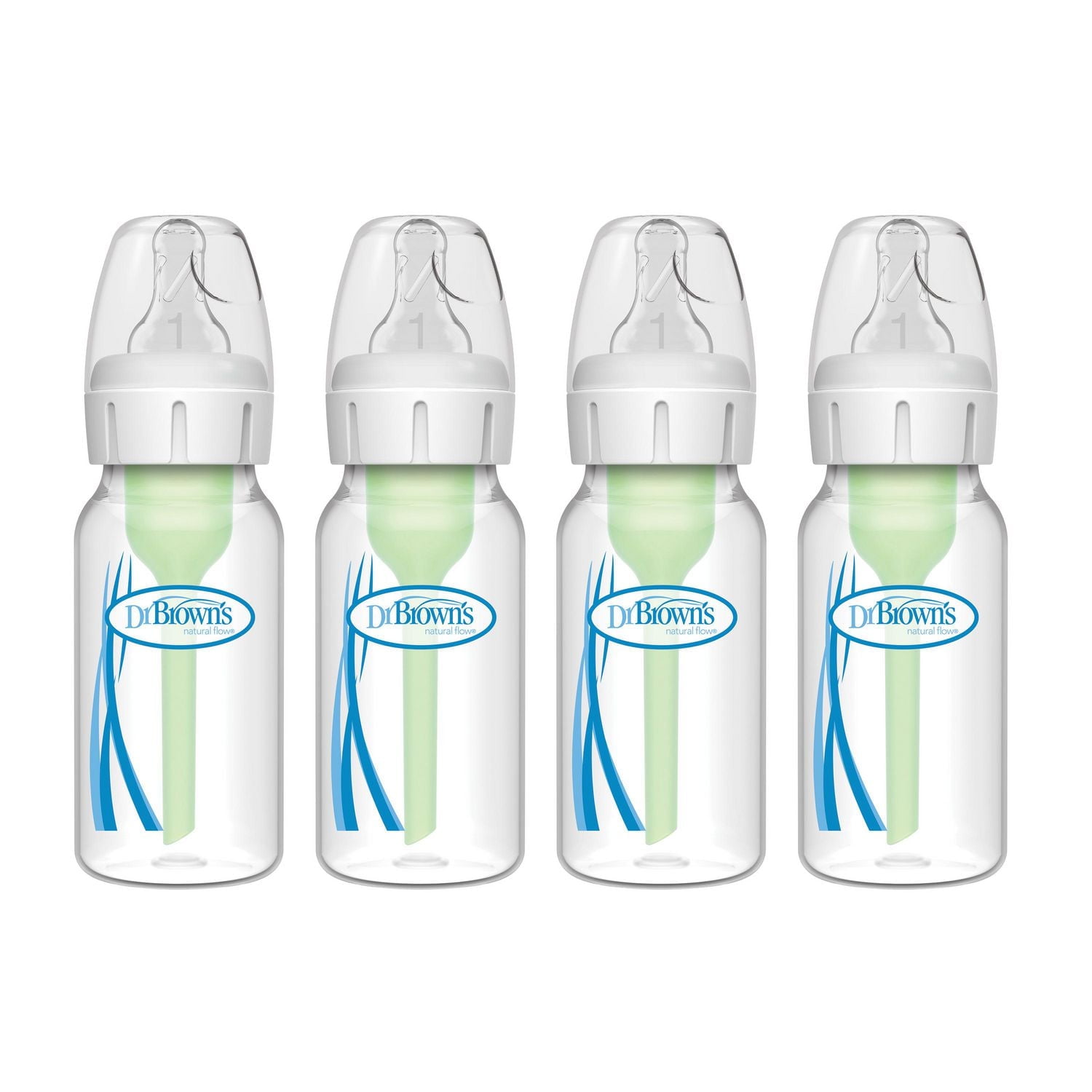 Dr. Browns Natural Flow Anti-Colic Options  Narrow Baby Bottles, 4oz/120mL, with Level 1 Slow Flow Nipples, 4-Pack, 0m , 4 oz 4 pack - Walmart.ca