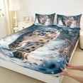 thumbnail image 3 of Manfei Safari Snow Leopard Queen Sheet Sets,Jungle Animal Flat Sheet,Wild Cheetah Queen Fitted Sheet For Boys Kids,Luxury Bedroom Decor,4pcs, 3 of 7