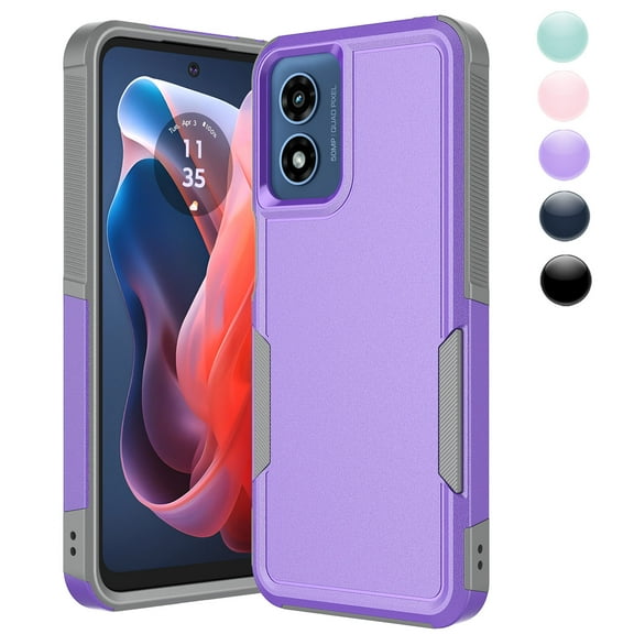 Njjex Rugged Case for Motorola Moto G Play 4G 2024 | Heavy Duty Shockproof Cover | Protective Case for 6.5" Phone (AT&T/T-Mobile/Verizon/Unlocked)-Purple
