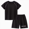 thumbnail image 4 of TOWED22 Summer Baby Boy Clothes Short Sleeve Little Dude Mamas Boy Embroidered T-Shirt Tops Shorts Set Waffle Knit Outfit(Black,4-5 Years), 4 of 4