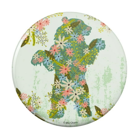 

Flowery Floral Bear Silhouette Kitchen Refrigerator Locker Button Magnet