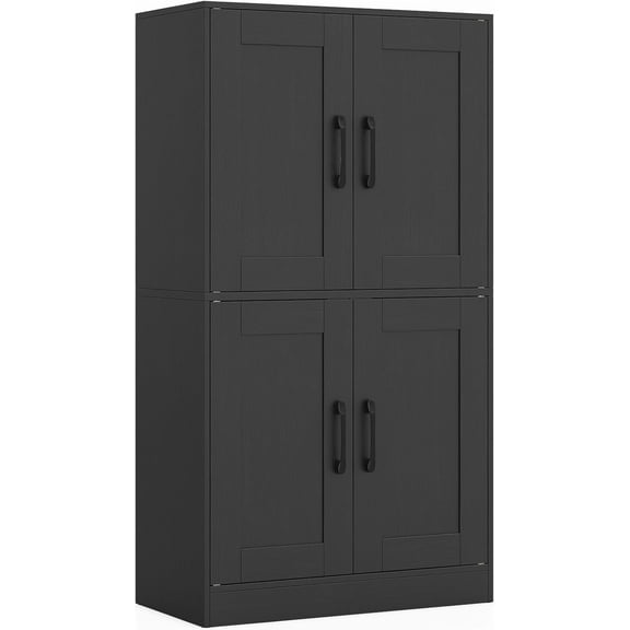 WYDK Bathroom Cabinet, 43.5” Storage Cabinet with Doors & Adjustable Shelves, Kitchen Pantry, Freestanding Storage Organizer for Living Room Dining Room (Black)