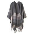 thumbnail image 1 of Women's Fashion Stripe Color Block Shawl Wrap Warm Windproof Cloak Cardigan for Autumn Spring Winter Versatile Stylish Accessory, 1 of 3