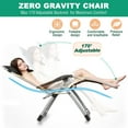 thumbnail image 2 of Slsy Chaise Zéro Gravité, Chaise Longue Inclinable Pliable et Réglable avec Coussin, Appuie-Tête et Porte-Gobelet, Supporte jusqu'à 440 Lb, 2 of 9