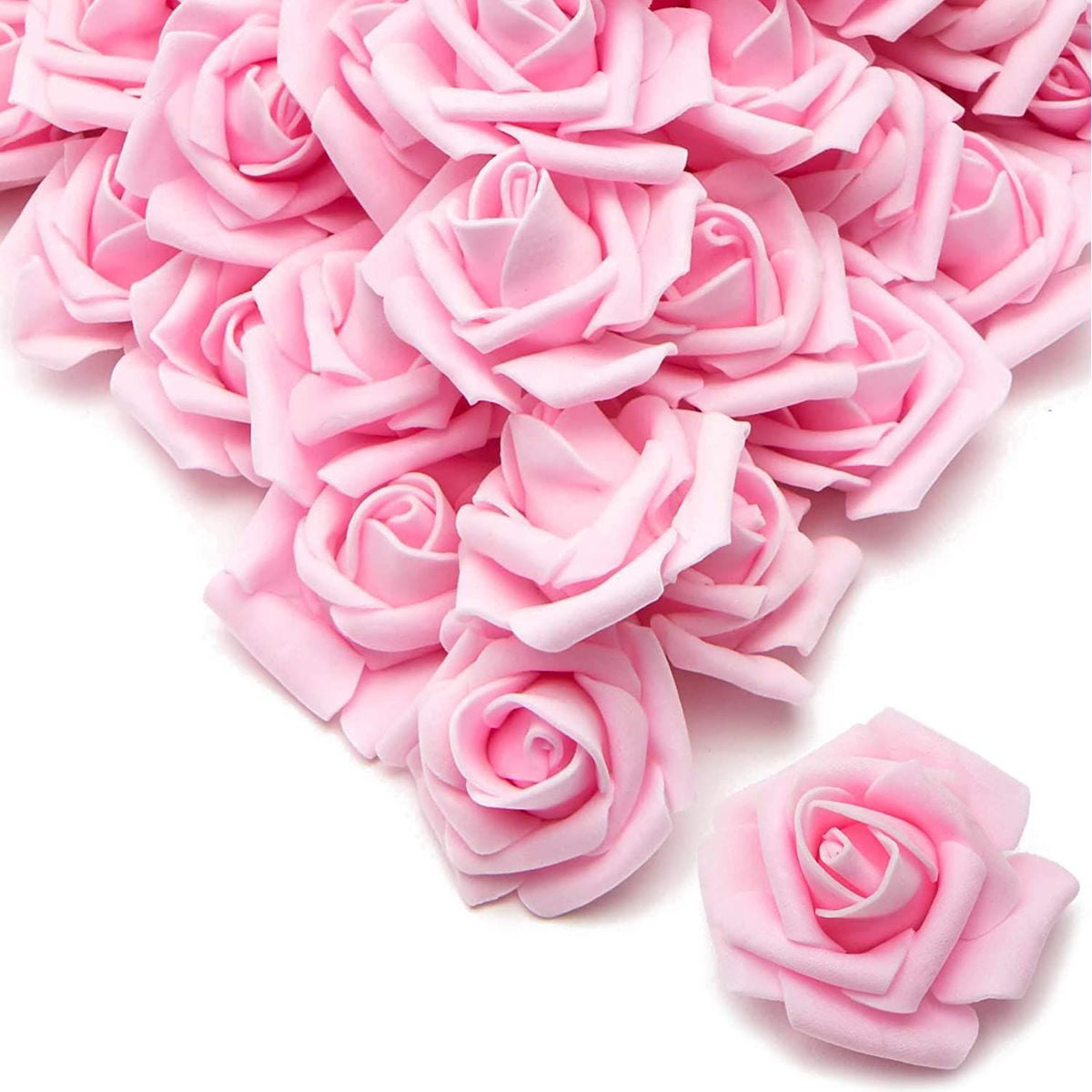 pink 7 Roses Buds  Artificial Silk Fake Faux Flowers Wedding Bouquets 