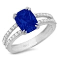 thumbnail image 7 of Solitaire with Accents Engagement Ring for Women - 3.48ct Simulated Blue Sapphire in 14K White Gold Promise Ring, 7 of 7