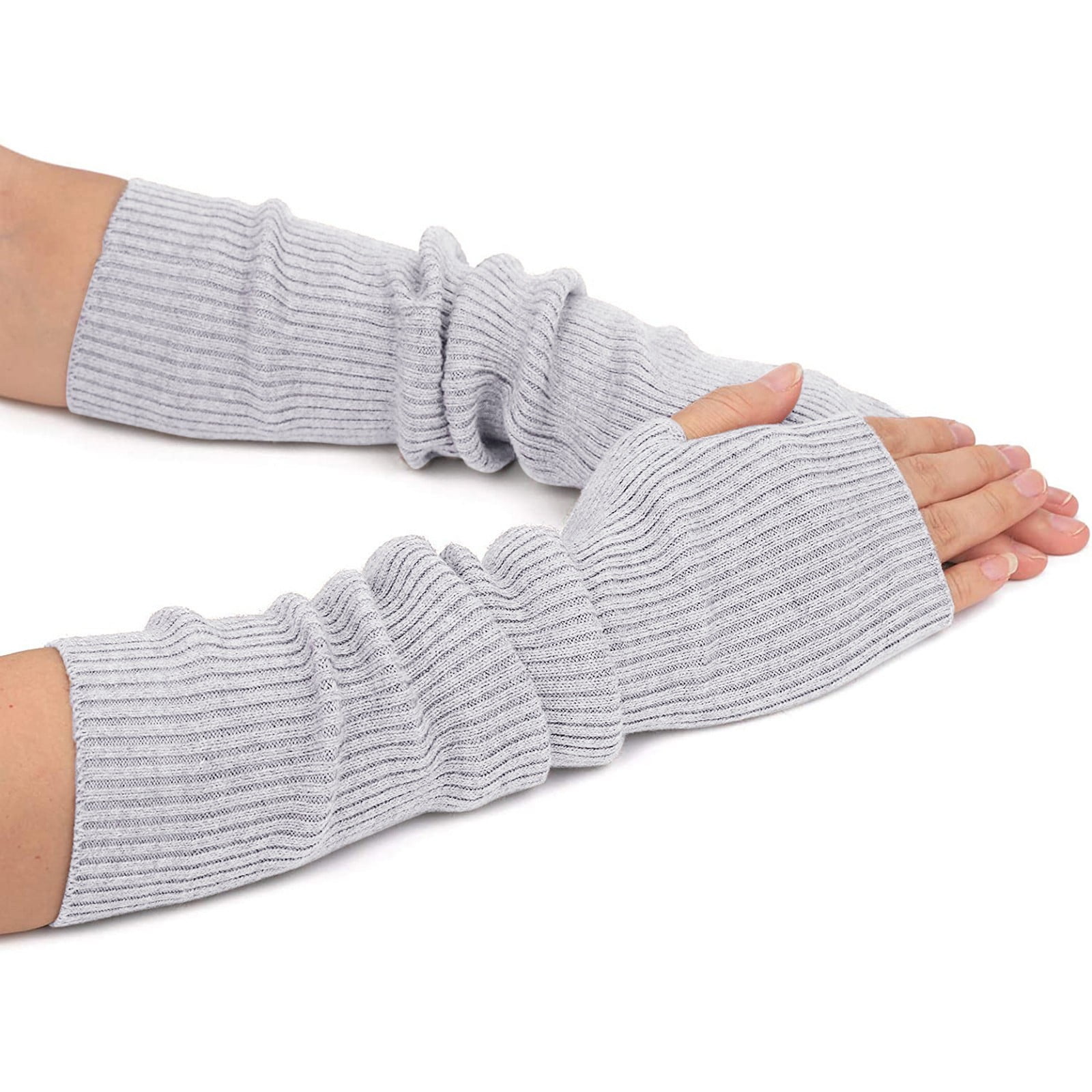 Hand Mitten Fingerless Gloves Knitted Warm Mittens Striped Glove Sleeve Gloves 