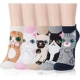 thumbnail image 1 of Calcetines Ficarrico Calcetines tobilleros bonitos para mujer 5 pares, 1 of 7