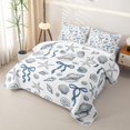 thumbnail image 3 of spefrowx Cute Seashell Bow Quilt King for Girls Boys, Blue Starfish Conch Nautical King Coverlet Set, 3pcs, 3 of 7
