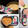 thumbnail image 5 of Yayeee Oven Mitts and Pot Holder Set of 2 Heat Resistant Kitchen Gloves Baking Hot Pad, Pink Geometric, 5 of 5