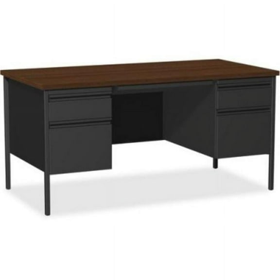 36 x 66 in. Fortress Series Double-Pedestal Desk, Black Walnut, Laminated & Walnut