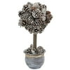 Nearly Natural 14-Inch Snowy Pinecone Topiary in Blue Wash Planter
