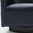thumbnail image 4 of Comfort Pointe Gaven Midnight Blue Faux Leather Wood Base Swivel Accent Chair, 4 of 7