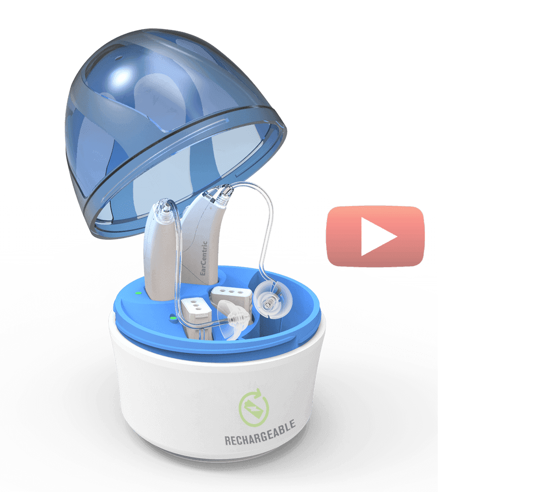 Interchangeable Rechargeable DX400 Hearing Amplifiers Aids - Replaceable battery modules - Best cheap hearing aid assist Amplifier - Left