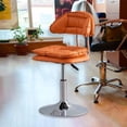 thumbnail image 1 of Taburete de Bar rodante, silla giratoria de salón con respaldo, altura ajustable con ruedas, silla de Bar para el hogar, cafetería, Pub, comedor naranja, 1 of 10