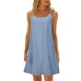 thumbnail image 1 of Women Beach Dress Solid Color Sleeveless Backless Camisole Beach Mini, 1 of 6