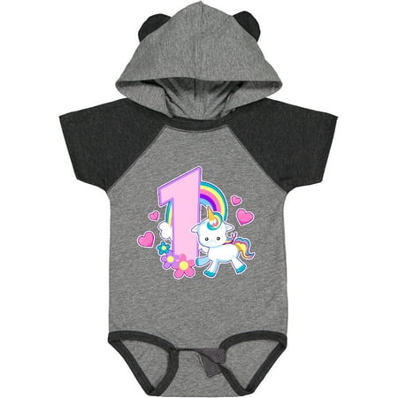 

Inktastic I Am 1 Year Old with Unicorn and Hearts Gift Baby Girl Bodysuit