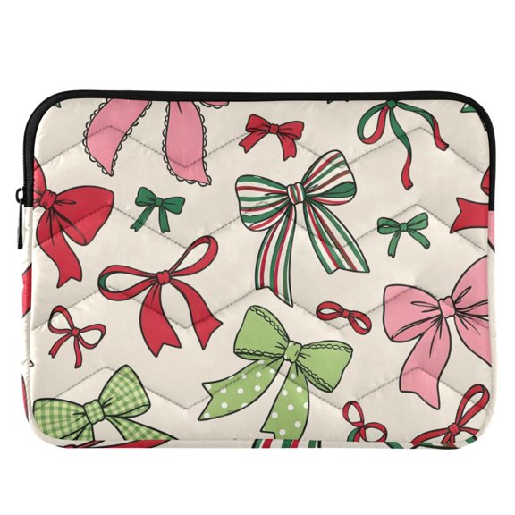 ALAZA Green and Red Bow Pattern Laptop Sleeve Case for 13-14 Inch Computer Cover Bag Medium