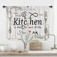 thumbnail image 5 of Farmhouse Kitchen Curtains Rustic Vintage Country Wooden Board Short Small Fork and Spoon Rod Pocket Farm Retro Wood Funny Printed Bedroom Living Room Treatment Fabric 2 Panels 26Wx36H Inch, 5 of 6