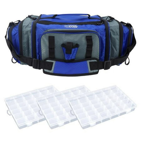 Osage River 1127464 Elite Ripstop Fishing Tackle Bag with 3 Tackle Boxes Ash