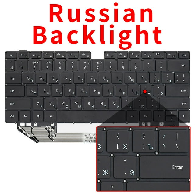 Original US RU Keyboard Backlight For HUAWEI MateBook X Pro MACHR MACH-W19L W19B W29L W09 MACHC-WAH9LP/WAE9LP NSK-360BN 9Z.NEXBN RU Backlight