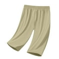 thumbnail image 6 of Olyvenn Fashion Straight Leg Pants for Women Solid Quick Dry Comfy Fit Stretch Active Capri Pant Casual Lightweight Wide Leg Capris Khaki S, 6 of 7