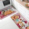 thumbnail image 5 of Christmas Gingerbread Man Kitchen Rugs Set of 2, Pink Xmas Peppermint Candy Kitchen Mats Decor, Funny Winter Floor Door Mat Home Decorations - 17x29 and 17x47 Inch, 5 of 6