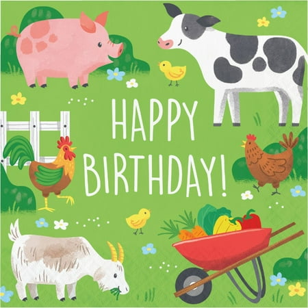 Farm Animals Happy Birthday Paper Lunch Napkins 16 Per Pack