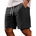 thumbnail image 3 of Mens Lounge Sweat Shorts, 7" Casual Elastic Waist Gym Workout Shorts with Elastic Waist And Drawstring Featuring Solid Color Design Black XXXL, 3 of 5