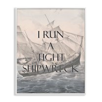 Stupell Industries Run A Tight Shipwreck Nautical & Beach Painting White Framed Art Print Wall Art, 16 x 20