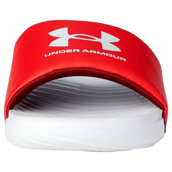 Under Armour Men's Sandals UA Ansa Fixed Strap Athletic Flip Flop Slide 3023761, Halo Gray / Red, 7