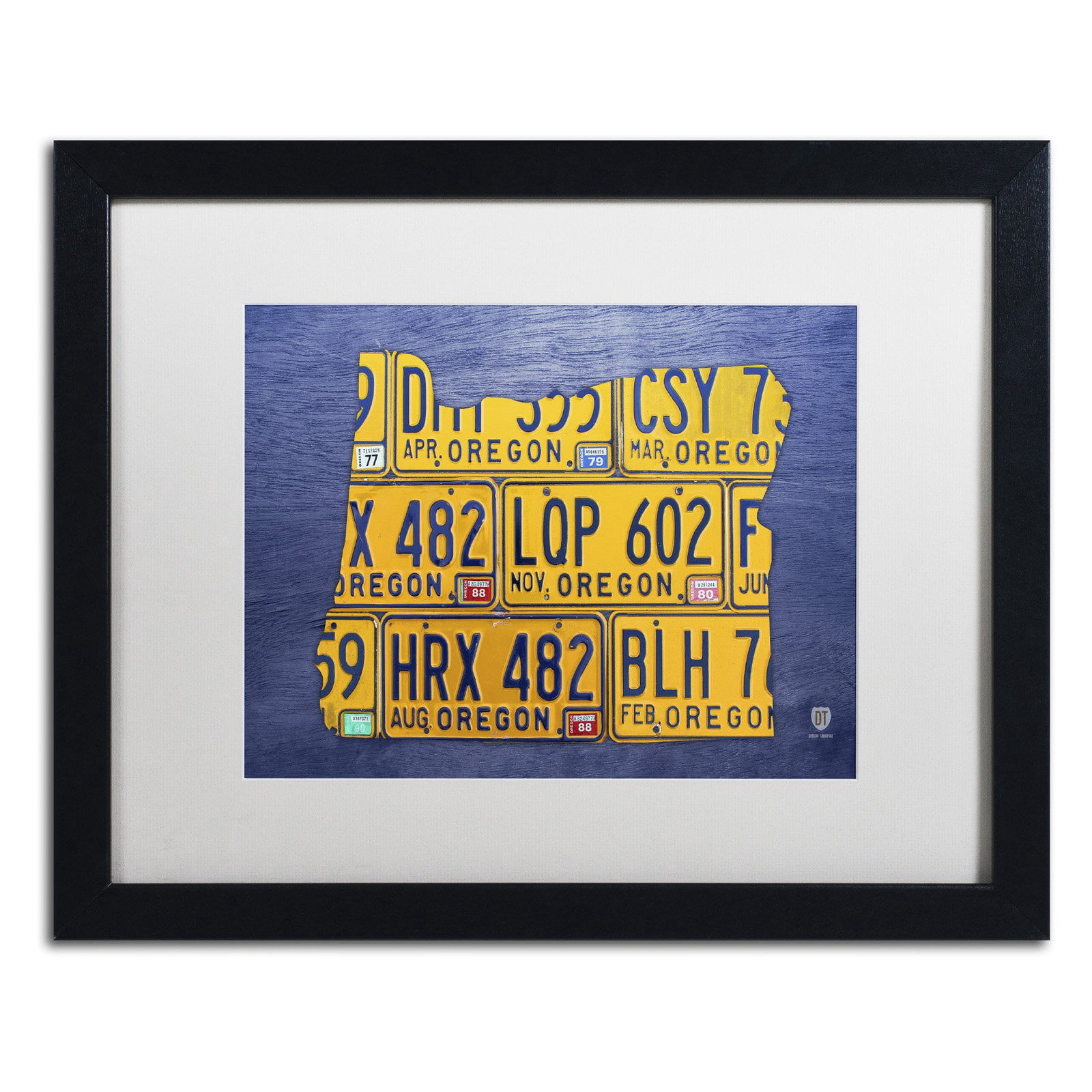 Trademark Fine Art 'Oregon License Plate Map' Canvas Art by Design Turnpike, White Matte, Black Frame