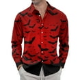 thumbnail image 2 of Domuza Button Down Shirt Men Long Sleeve Halloween Funny Horror Print Relaxed Fit T-Shirts Lightweight Casual Collared Dress Shirts for Halloween Party Wine M, 2 of 7