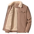 thumbnail image 2 of Fleece Lined Corduroy Jacket Men Long Sleeve Loose Casual Lapel Collar Zip Up Warm Coats with Pockets Fall Winter Outerwear, 2 of 9