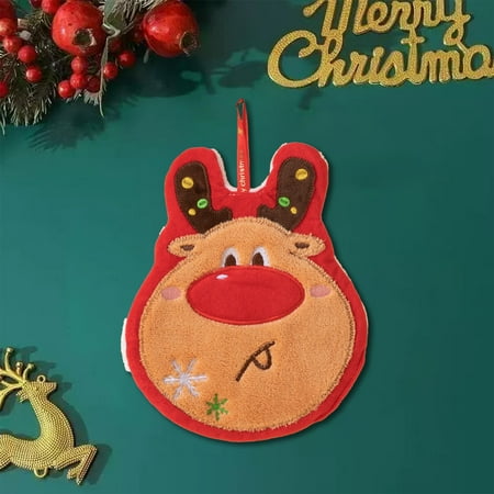 Vrorvz Christmas Cartoons Pattern Hand Towels Christmas Decorations Warm White Christmas Lights Soft Absorbent Hanging Towels for Kitchen and Bathroom Festive Decor 8.7x7.1x0.4In Brown