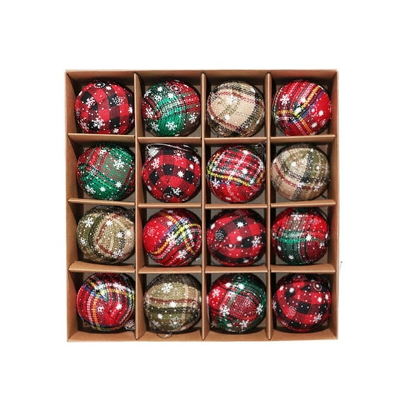 9/16PCS Tartan Christmas Ball Ornaments, for Holiday Party Wedding Home Decor