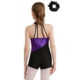 thumbnail image 2 of YONGHS Leotards for Girls Gymnastics Dance Biketards with Hair Tumbling Athletic Jumpsuit Purple&Black 8, 2 of 7