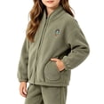 thumbnail image 3 of YUANxueke Casual Athletic Fleece Jacket for Kids, Full Zip Long Sleeve Warm Coat, Fashion Sports Outwear with Patchwork Pockets, 3 of 7
