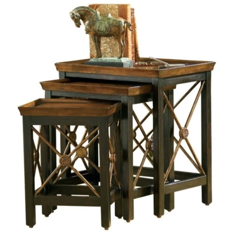 Beaumont Lane 3 Piece Medallion Motif Nesting Table Set Walmart Com Walmart Com