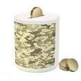 thumbnail image 3 of Camo Piggy Bank, Old Fashioned Camouflage Pattern Classical Jungle Survival Theme, Ceramic Coin Bank Money Box for Cash Saving, 3.6" X 3.2", Pale Green Army Green, by Ambesonne, 3 of 4