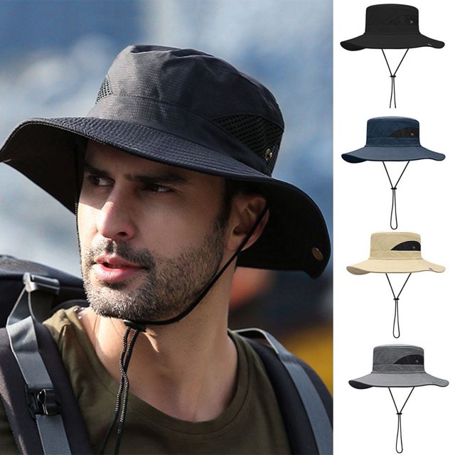 Chapeau pour Hommes Large Bord Protection Solaire Randonnée en Plein Air Seau de Pêche Protection Soleil UV Randonnée Casquette de Pêche