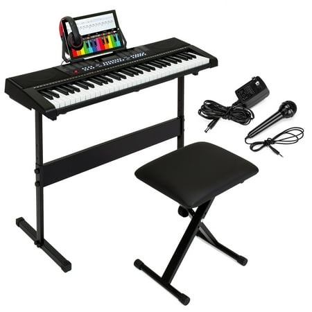 Best Choice Products 61-Key Beginners Electronic Keyboard Piano Set w/ LED Screen, Recorder, 3 Teaching Modes, H-Stand, Stool, Headphones,