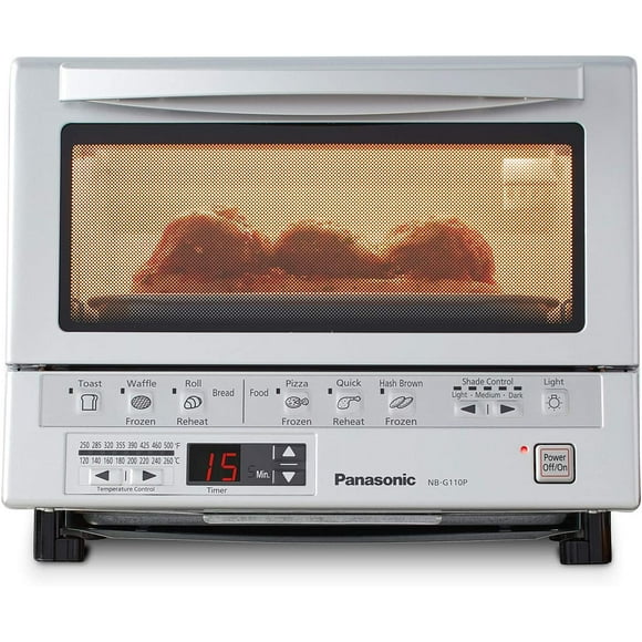 Pasonic Toaster Oven FlashXpress with Double Infrared Heating and Removable 9-Inch Inner Baking Tray, 12 x 13 x 10.25, Silver