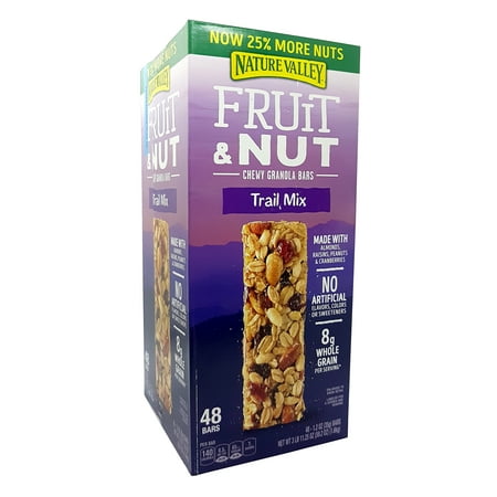 - NatureValley Fruit & Nut Chewy Granola Bars Trail Mix 25% More Nuts 48 Counts