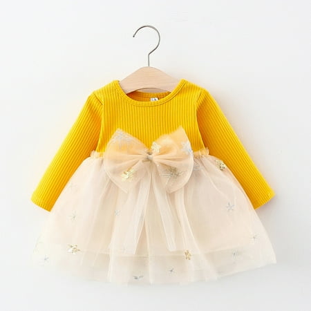 

Hunpta Toddler Girls Tulle Clothes Baby Kids Patchwork Princess Bowknot Dress Knit Girls Dress&Skirt