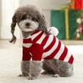 thumbnail image 3 of Deago Dog Cat Stripe Sweater with Hoodie for Christmas Sweatshirt Winter Pet Clothes Xmas Puppy Outfits (Red, XL), 3 of 7